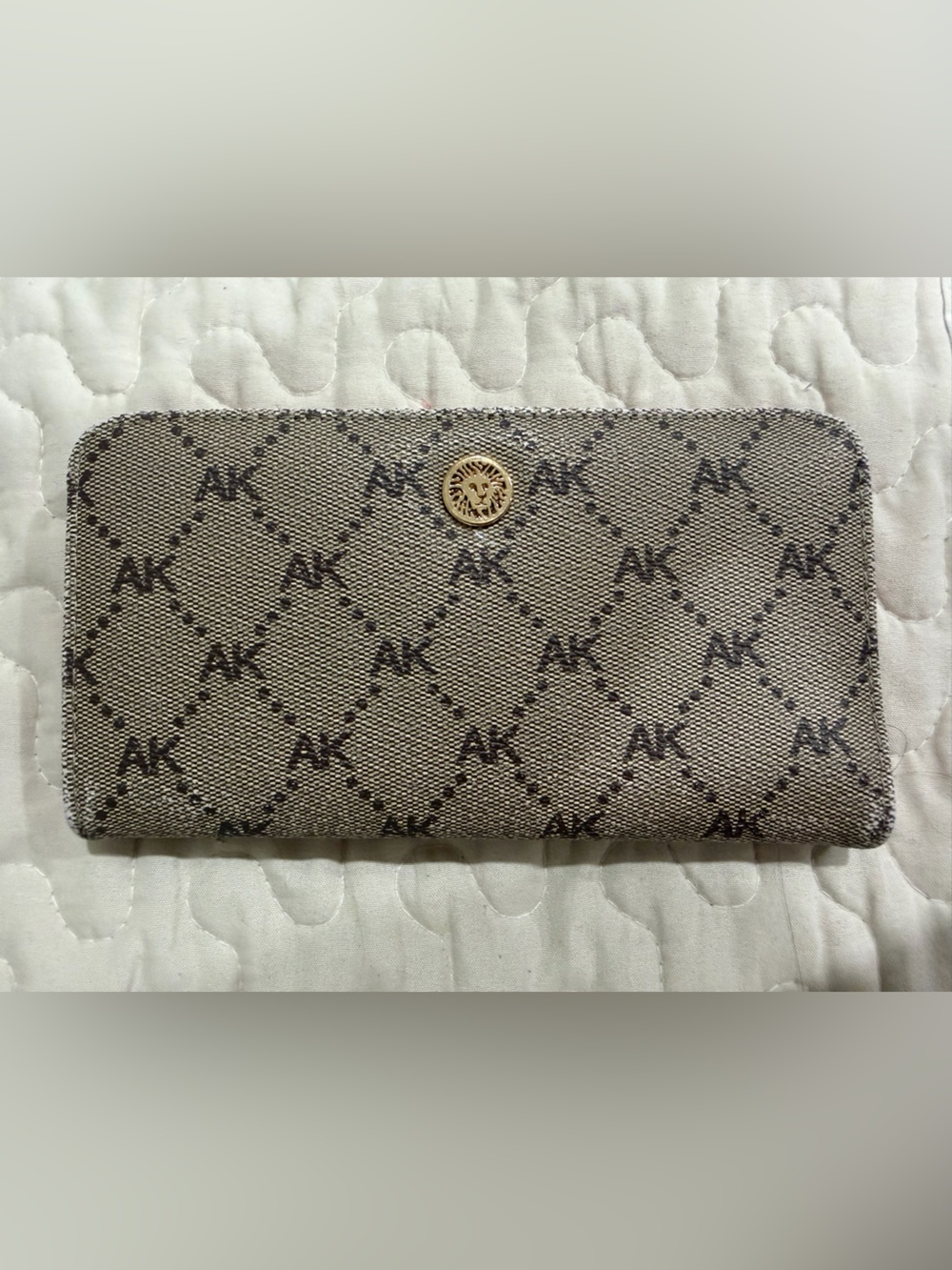 Anne Klein Logo Slim Bifold Wallet Taupe/Rose